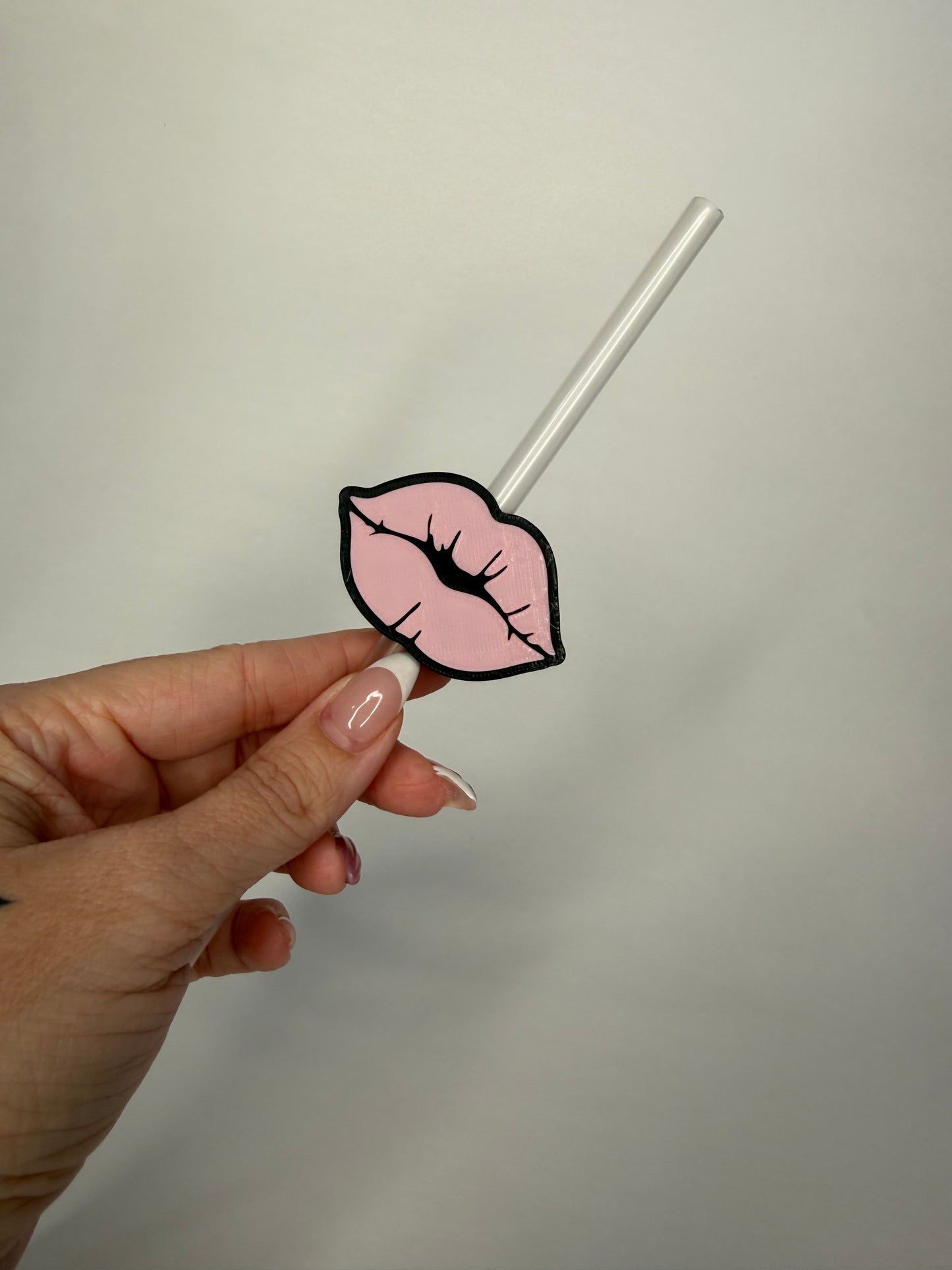 Pink lip Straw topper