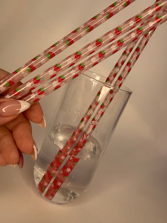 Strawberry color changing straw- 12" red