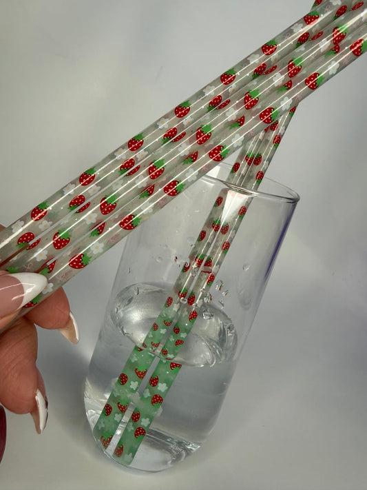 Strawberry color changing straw- 12" green