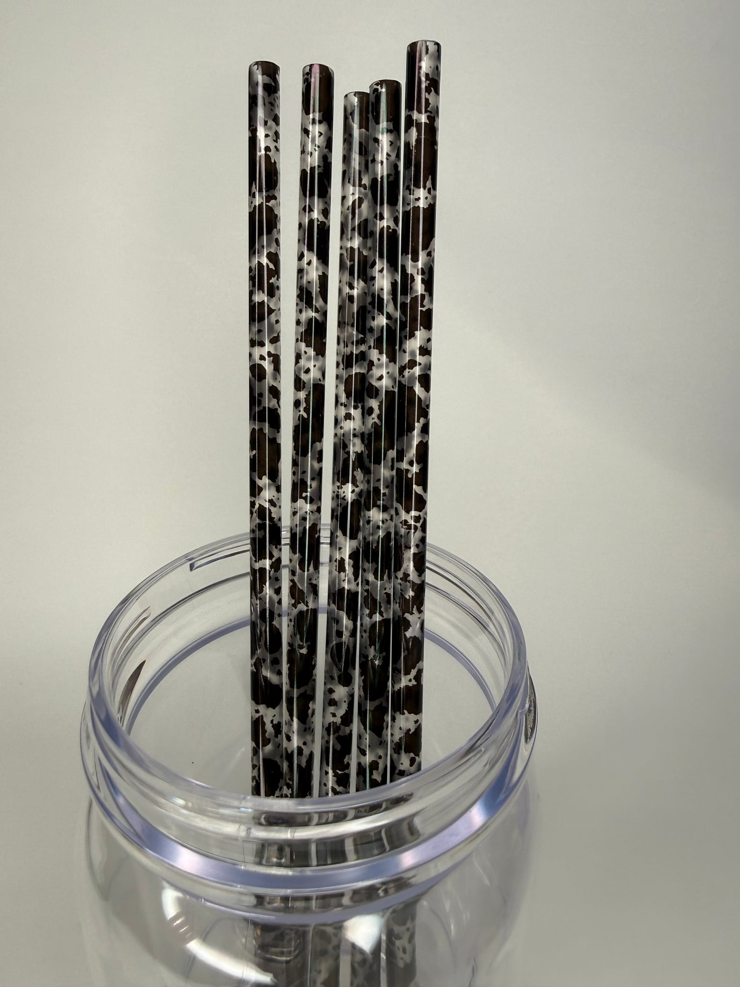 Cow print straw- 10"