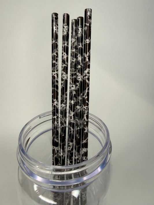 Cow print straw- 10"