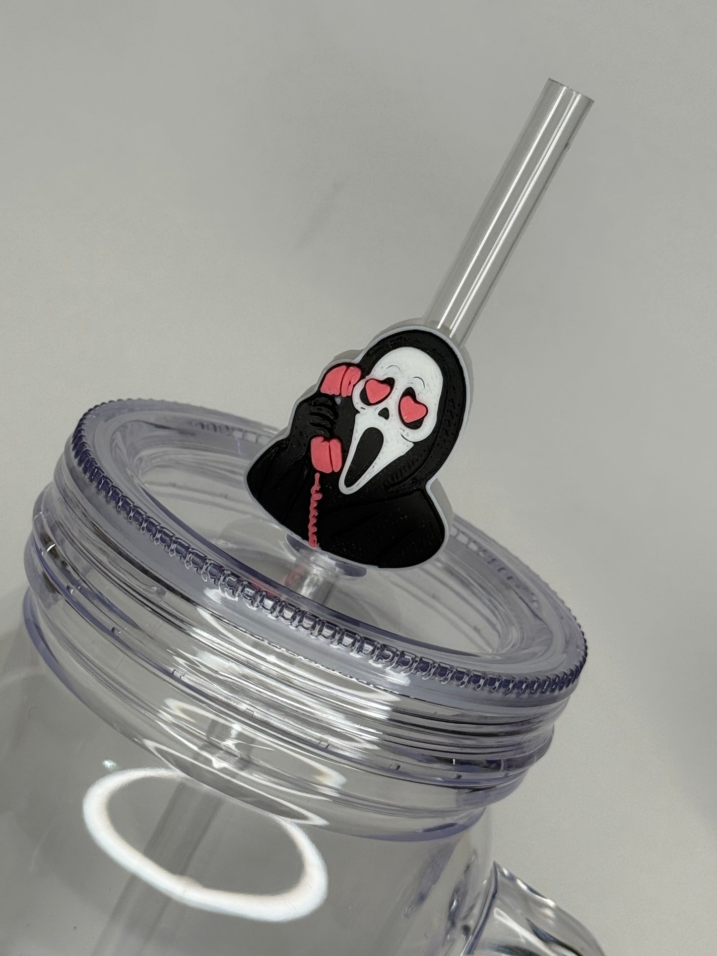 pink GhostFace Straw topper