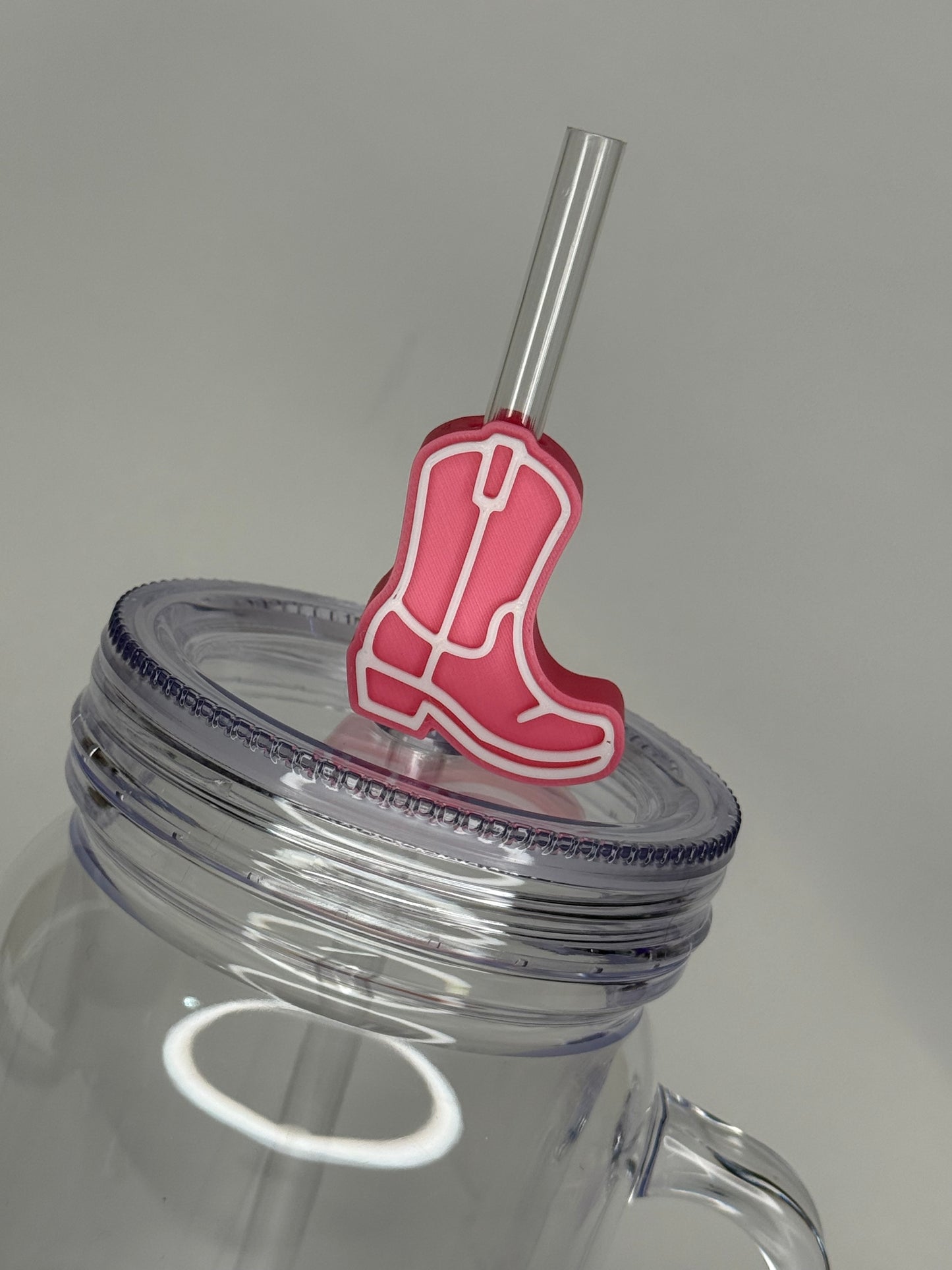 Pink CowGirl Boot Straw topper