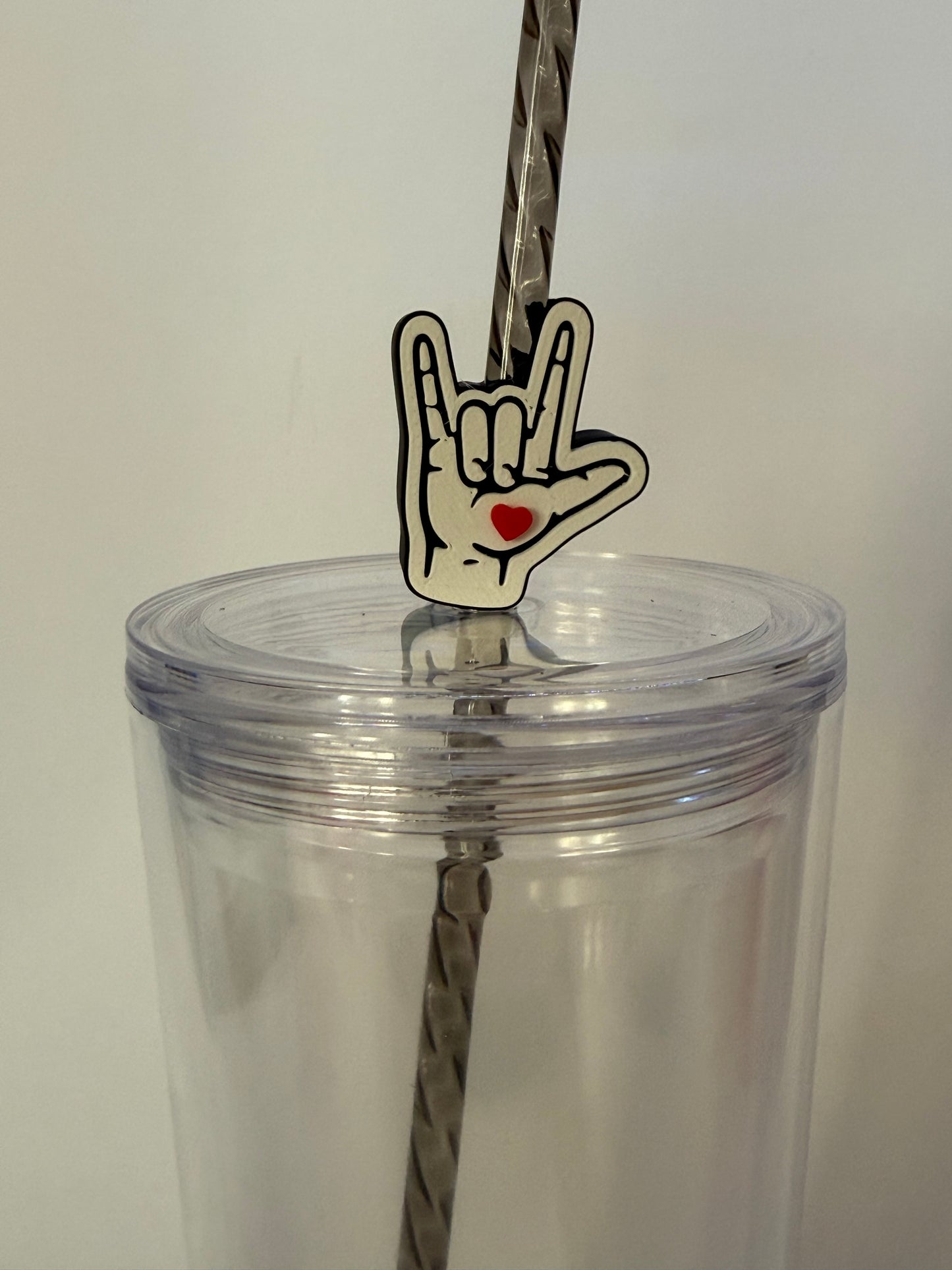 ASL "i love you" straw topper